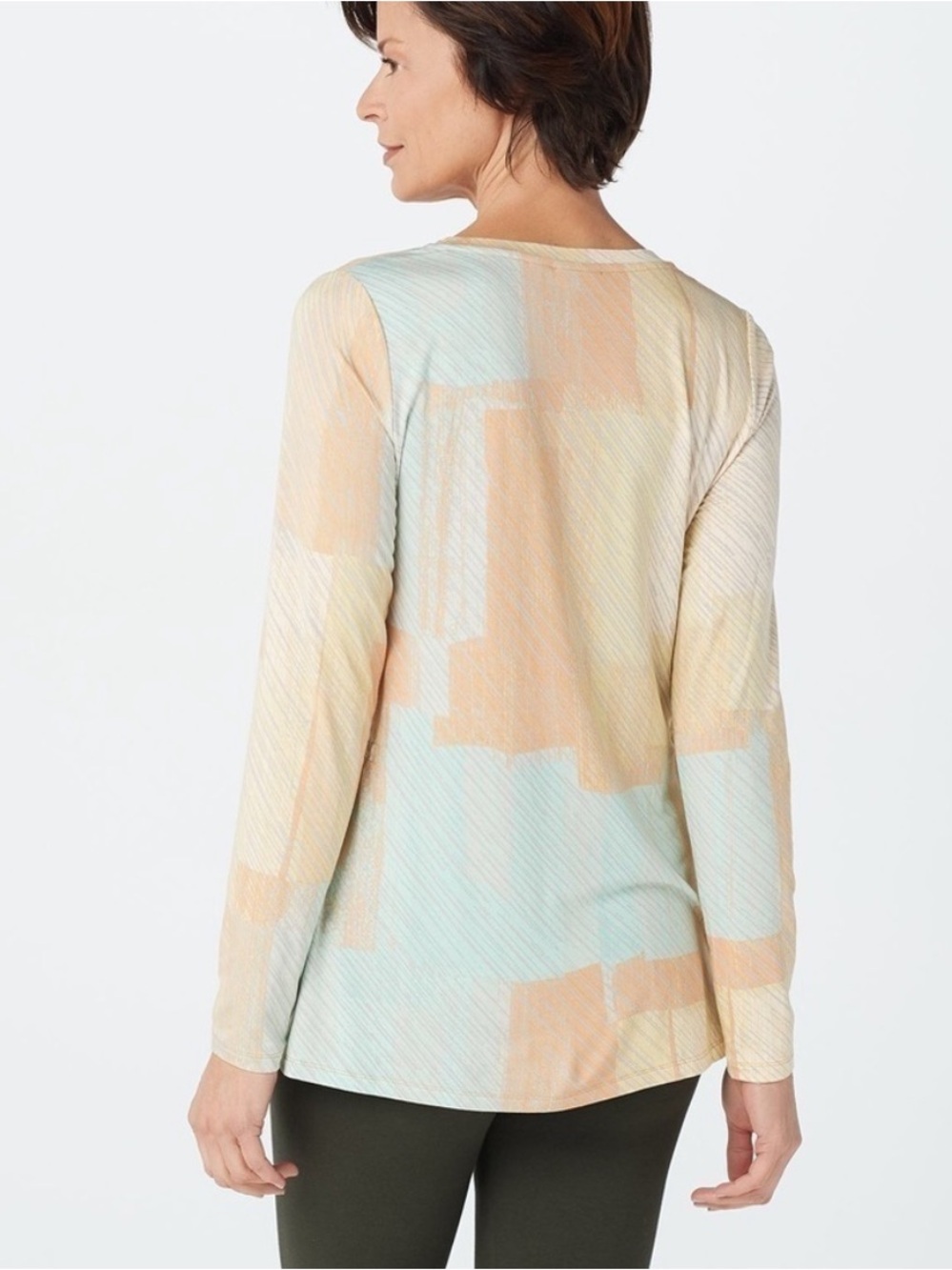 Logo by Lori Goldstein V-Neck Pastel Printed Tunic - Picture 5 of 7